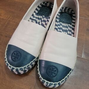 TORY BURCH Leather Colorblock Pattern Espadrilles
